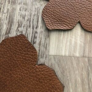 Handmade Real Leather Brown Leaf-Shaped Coasters
